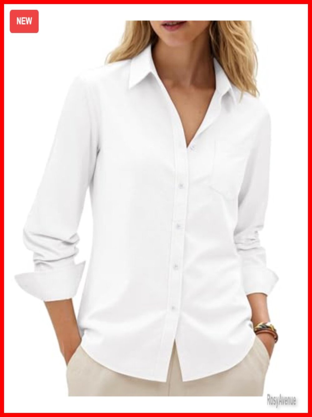 Siliteelon Women's Cotton Oxford Button Down Shirt Long Sleeve Work Blouse with